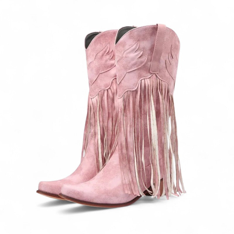 Botas Cowboy Mujer Camperas de Ante con Flecos Largos