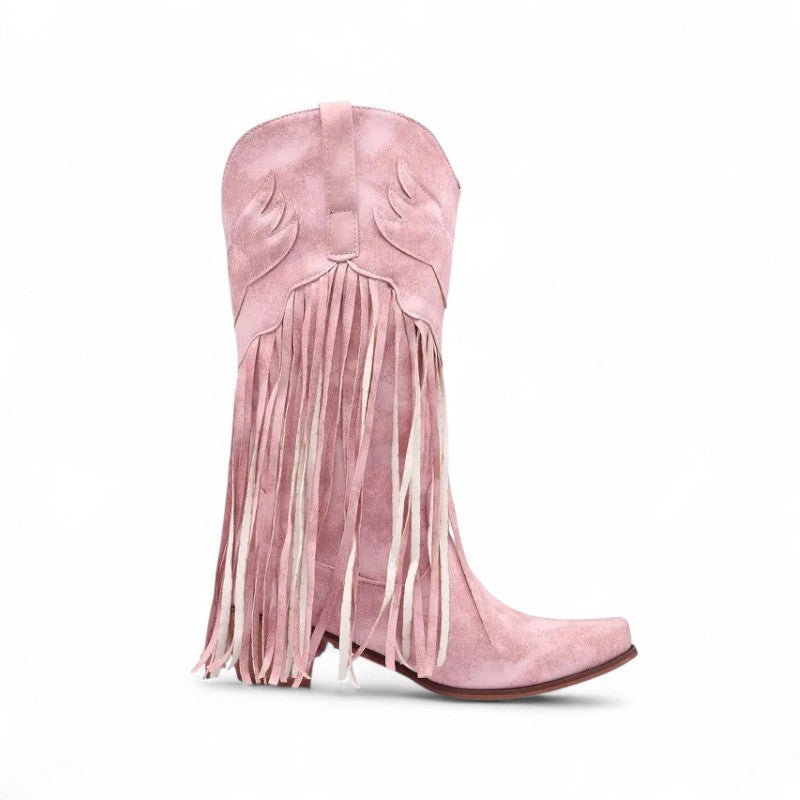 Botas Cowboy Mujer Camperas de Ante con Flecos Largos