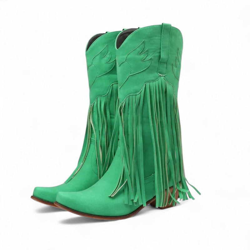 Botas Cowboy Mujer Camperas de Ante con Flecos Largos