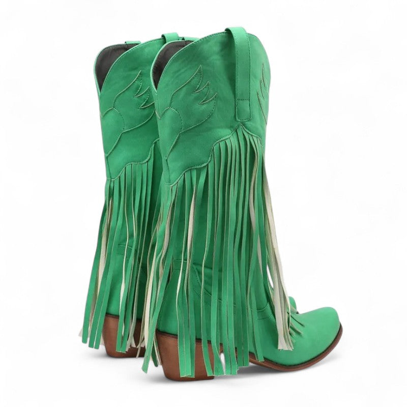 Botas Cowboy Mujer Camperas de Ante con Flecos Largos