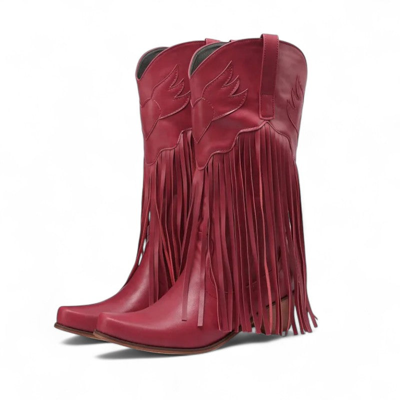 Botas Cowboy Mujer Camperas de Ante con Flecos Largos
