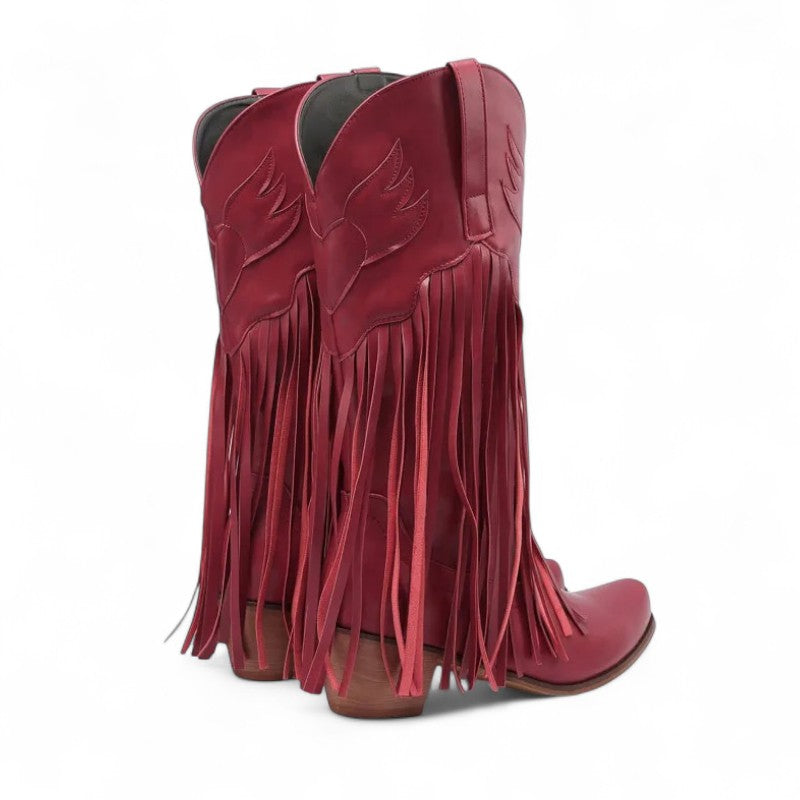 Botas Cowboy Mujer Camperas de Ante con Flecos Largos