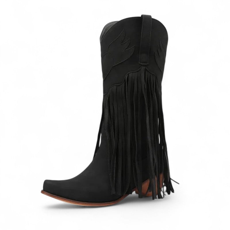 Botas Cowboy Mujer Camperas de Ante con Flecos Largos