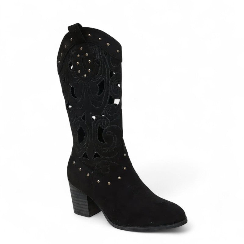 Botas Cowboy Mujer con Calados y Caña Media