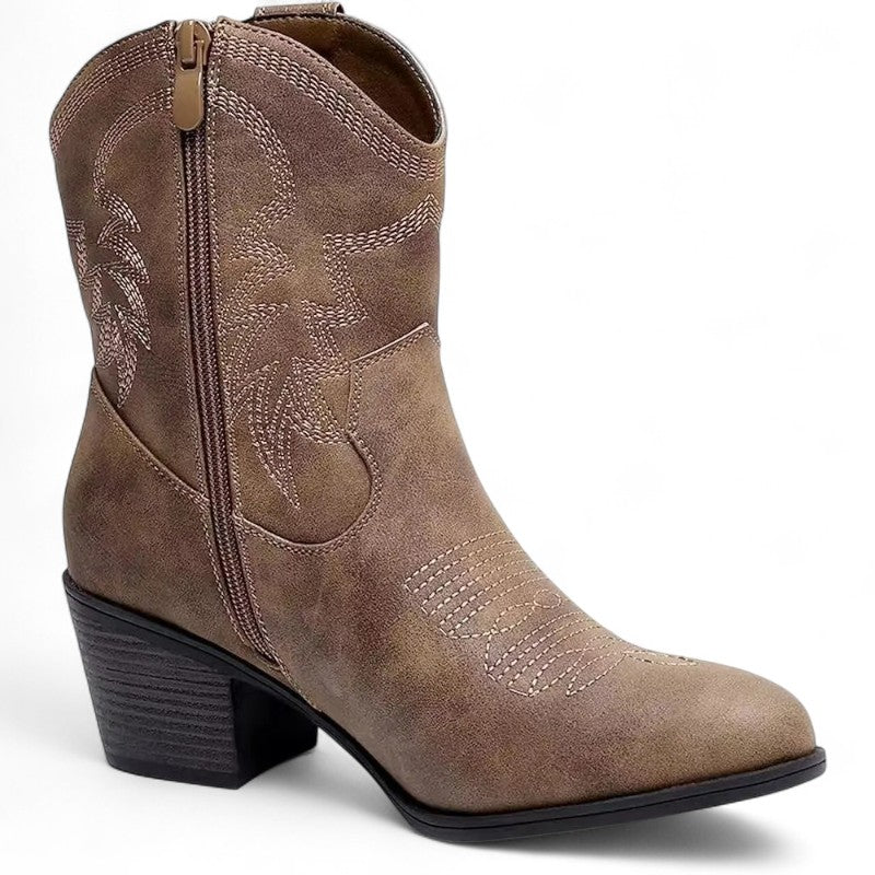 Botas Cowboy Mujer Camperas Muy Bajas Bordadas a la Altura del Tobillo
