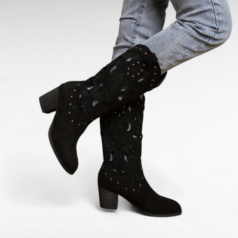 Botas Cowboy Mujer con Calados y Caña Media
