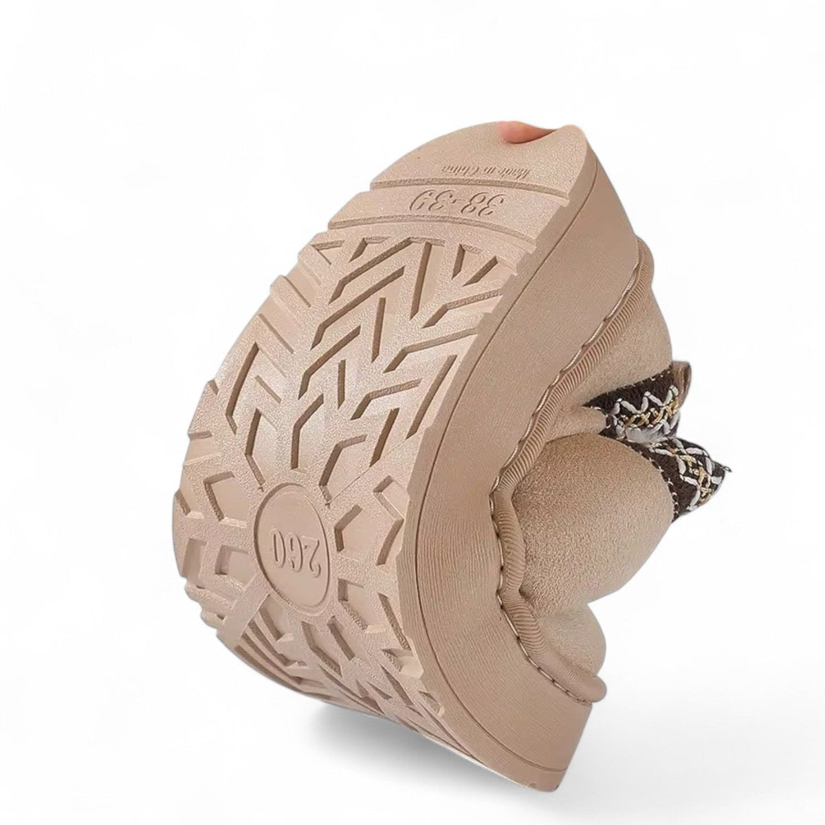 Zuecos Forrados Mujer de Ante con Plataforma y Greca