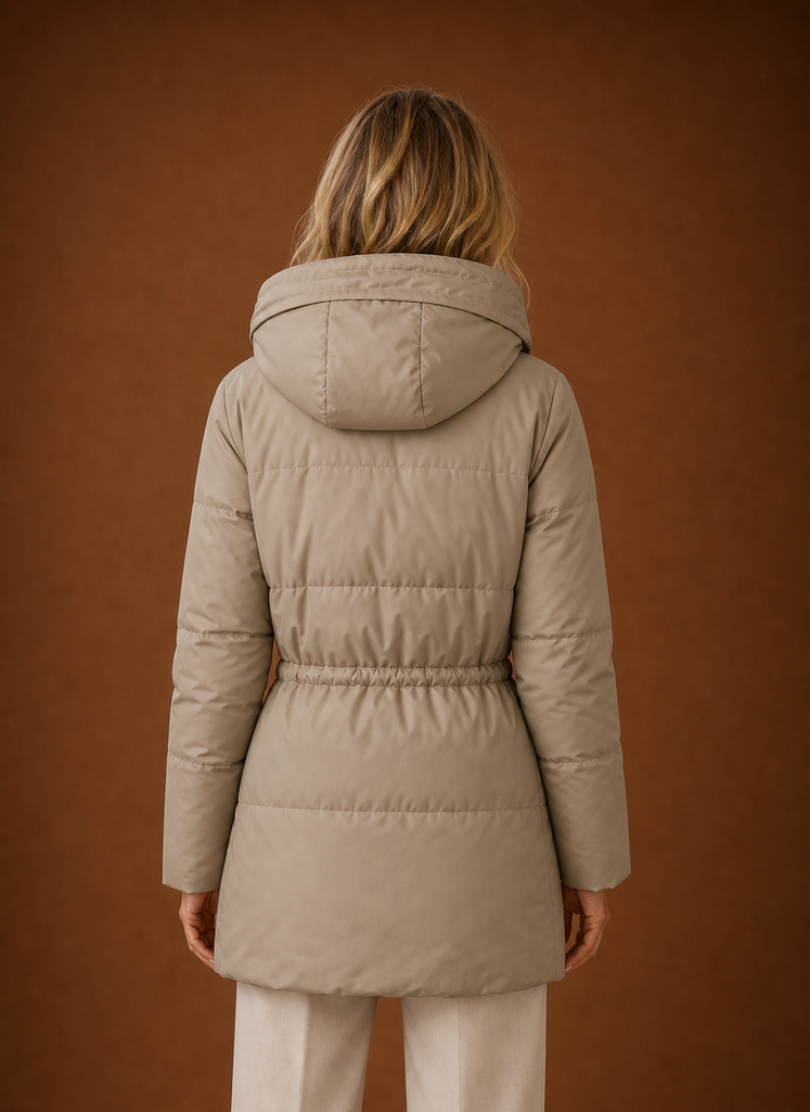 Plumífero Parka Mujer Acolchado Caqui Invierno