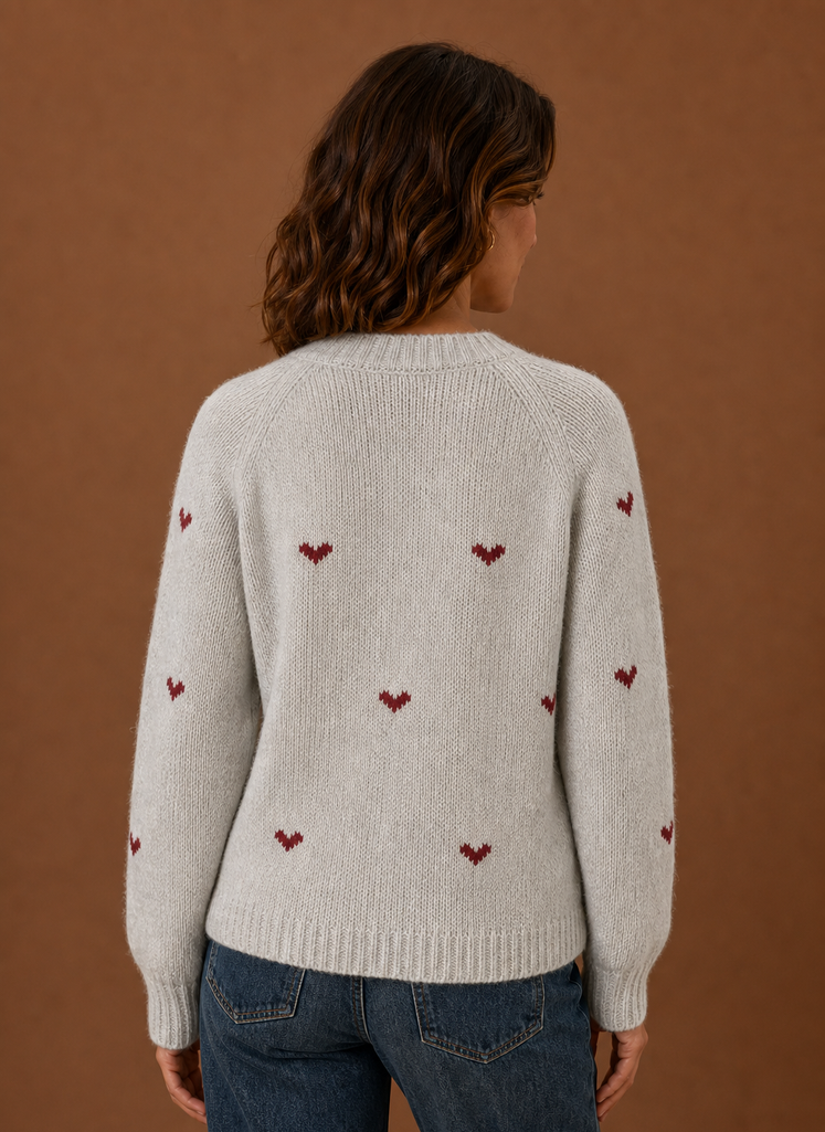 Jersey Mujer Cuello Redondo Estampado Corazones