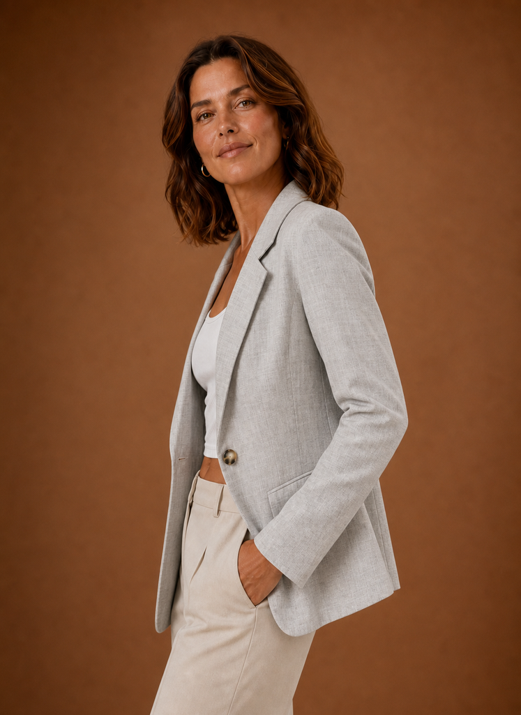 Blazer Mujer Botón Único Sastre Elegante