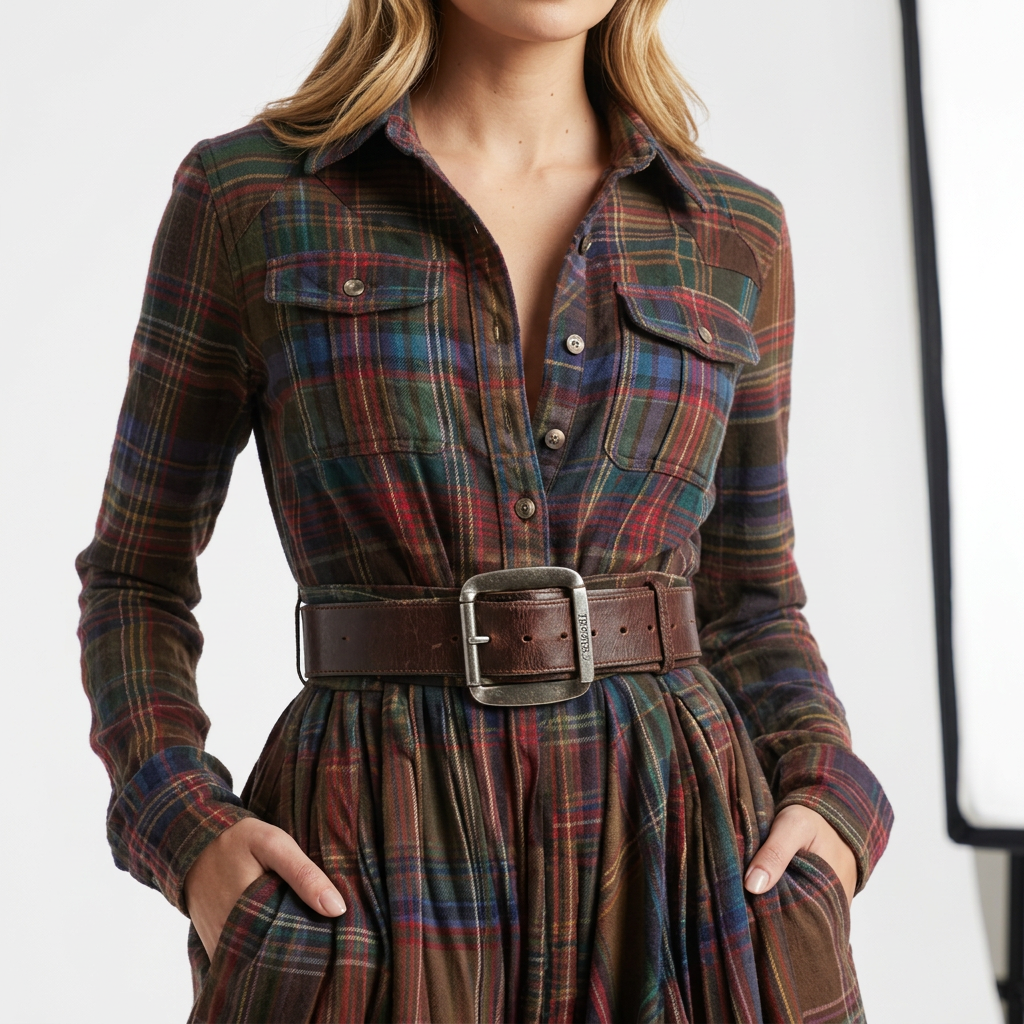 Vestido Camisero Cuadros Otoño
