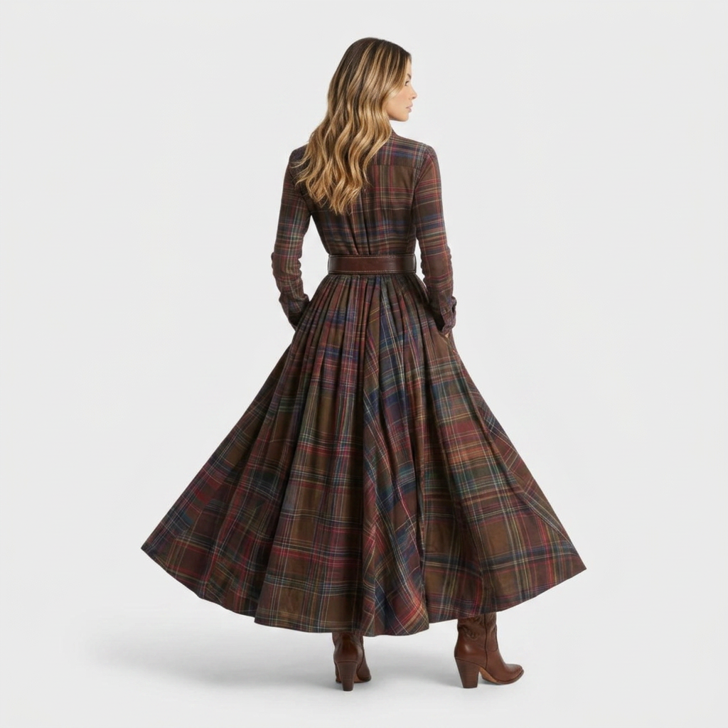 Vestido Camisero Cuadros Otoño