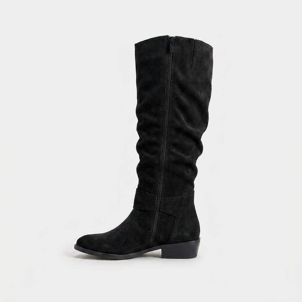 Botas Altas Mujer Ante Caña Fruncida
