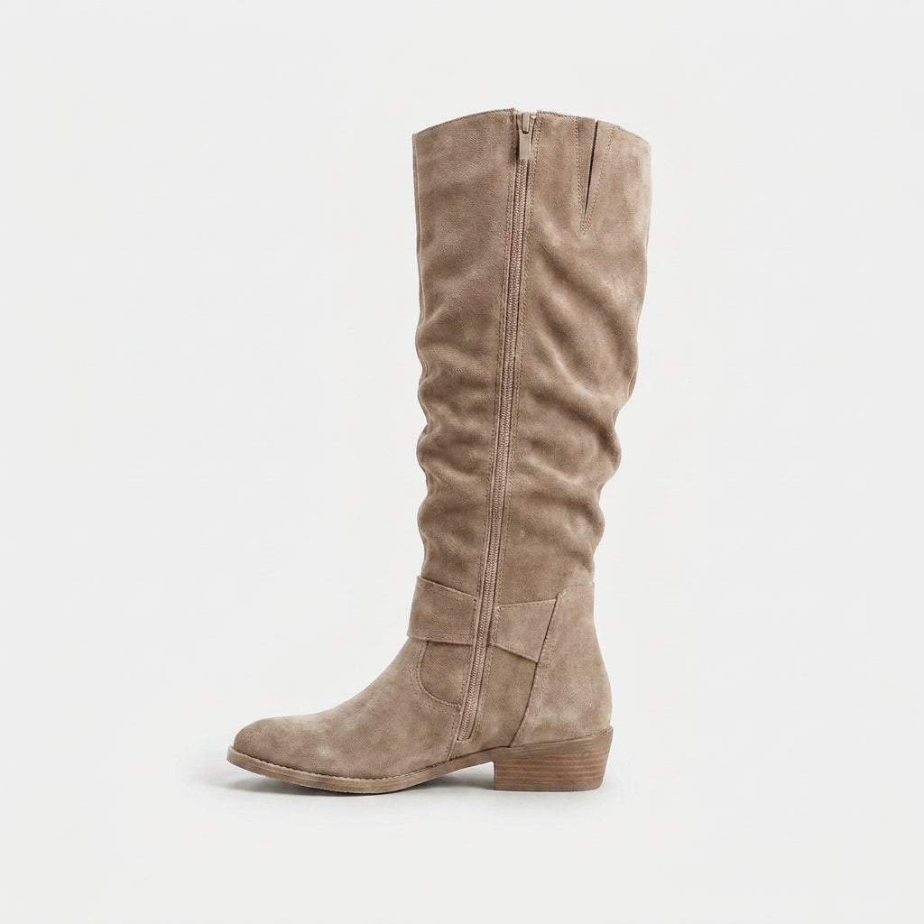 Botas Altas Mujer Ante Caña Fruncida
