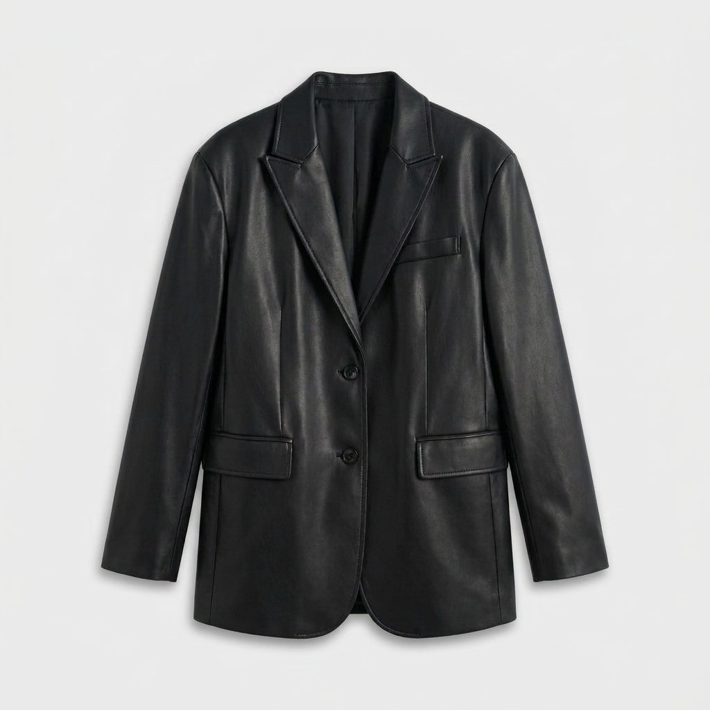 Blazer Mujer Efecto Piel Cuello Sastre