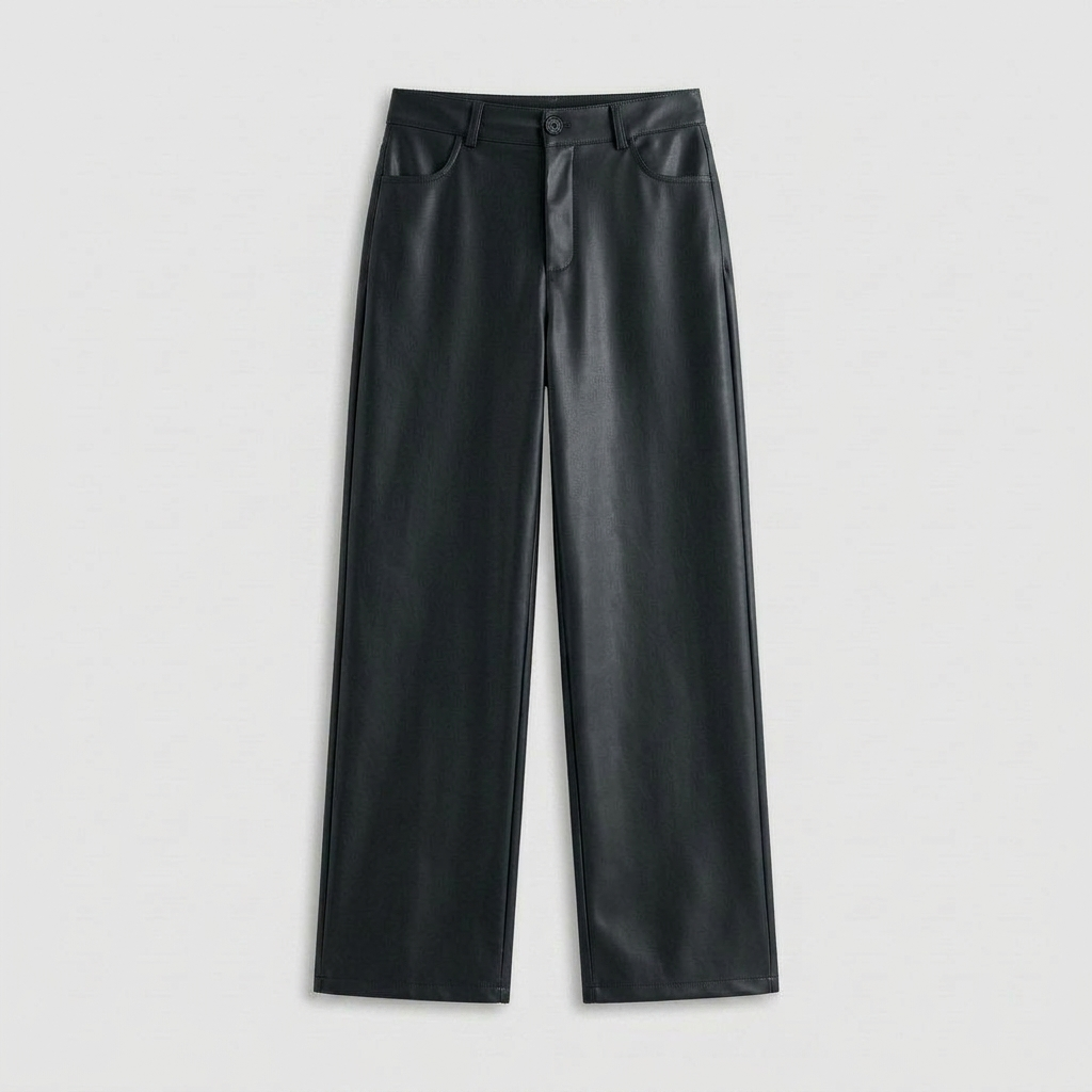 Pantalón Efecto Cuero Mujer Tiro Alto