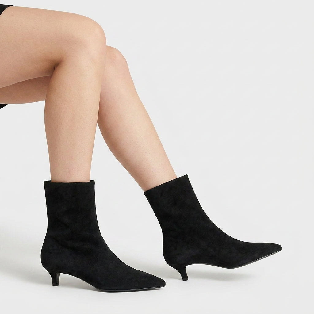 Botines Mujer Punta Fina Tacón Kitten
