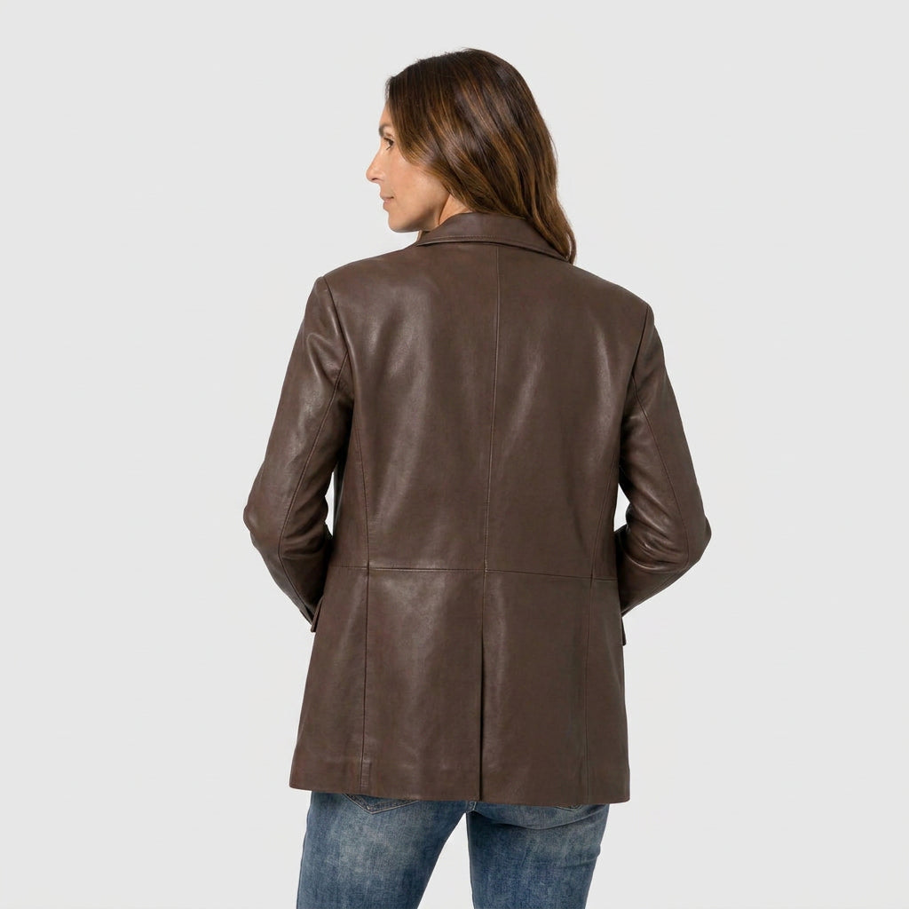 Blazer Mujer Efecto Piel Cuello Sastre