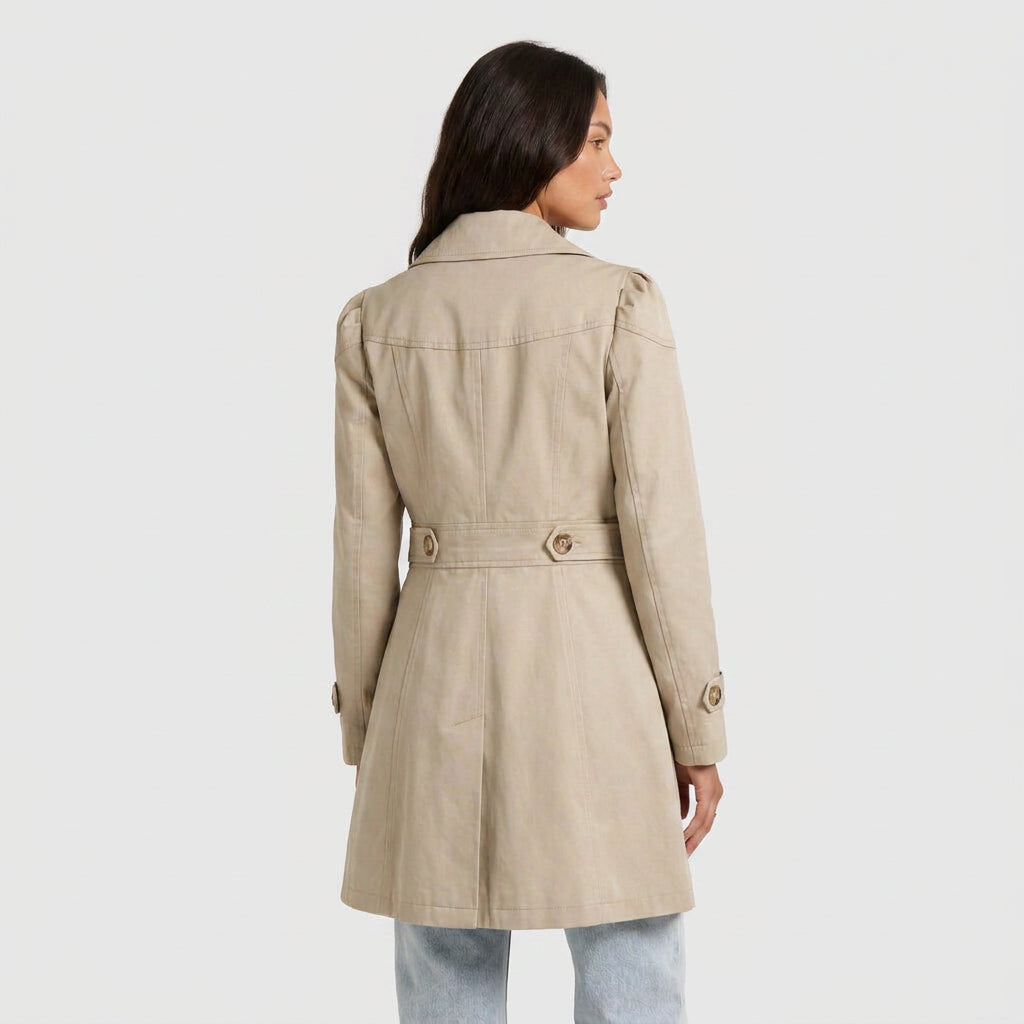 Trench Midi Mujer Gabardina Cuello Sastre