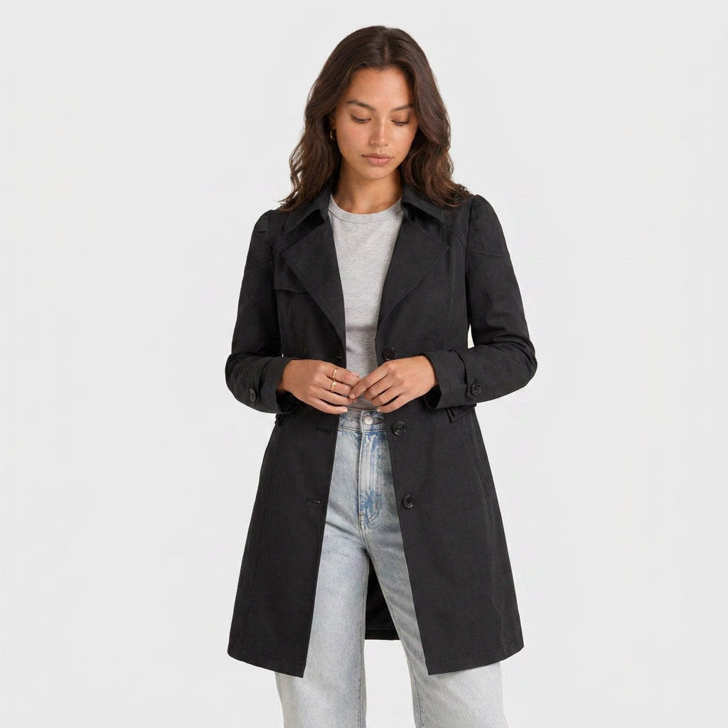 Trench Midi Mujer Gabardina Cuello Sastre