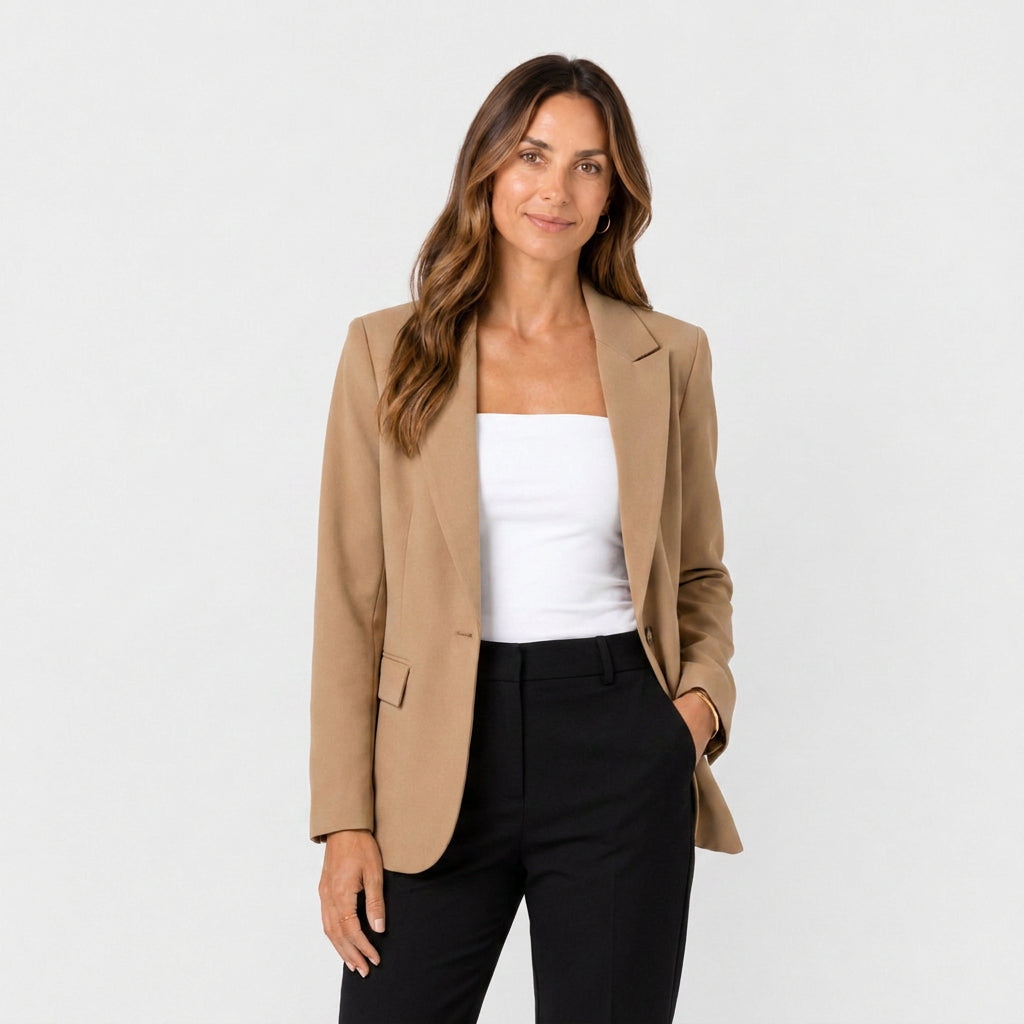 Blazer Mujer Entallado Cuello Sastre Botón