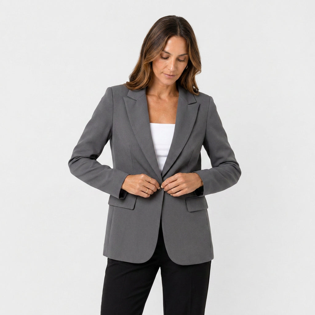 Blazer Mujer Entallado Cuello Sastre Botón
