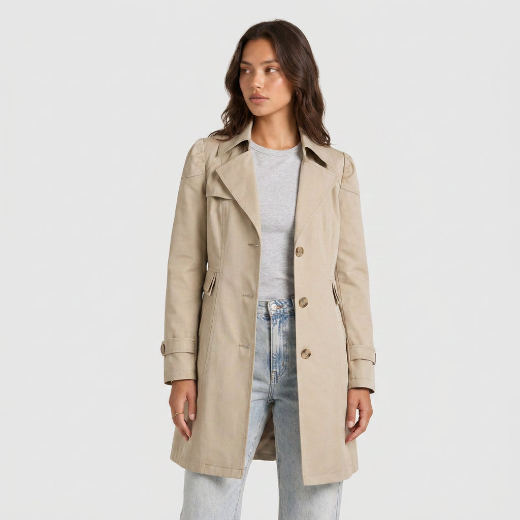 Trench Midi Mujer Gabardina Cuello Sastre