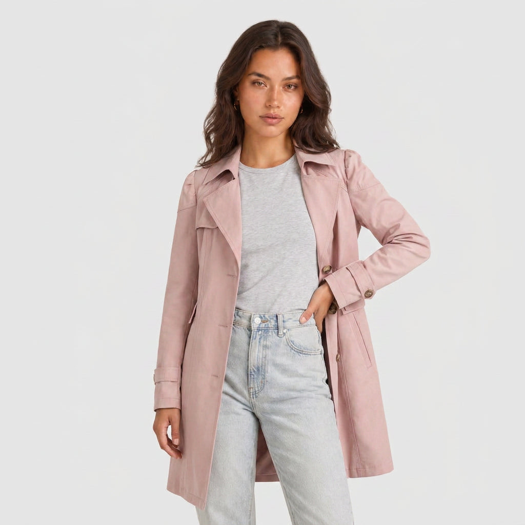 Trench Midi Mujer Gabardina Cuello Sastre