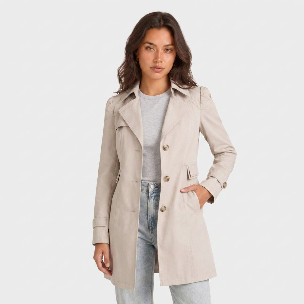 Trench Midi Mujer Gabardina Cuello Sastre