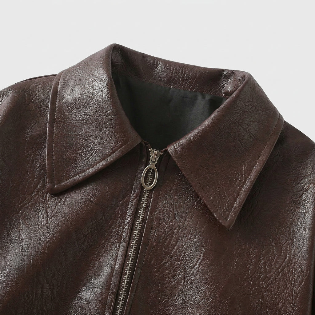 Cazadora Corta Mujer Efecto Piel Camisero