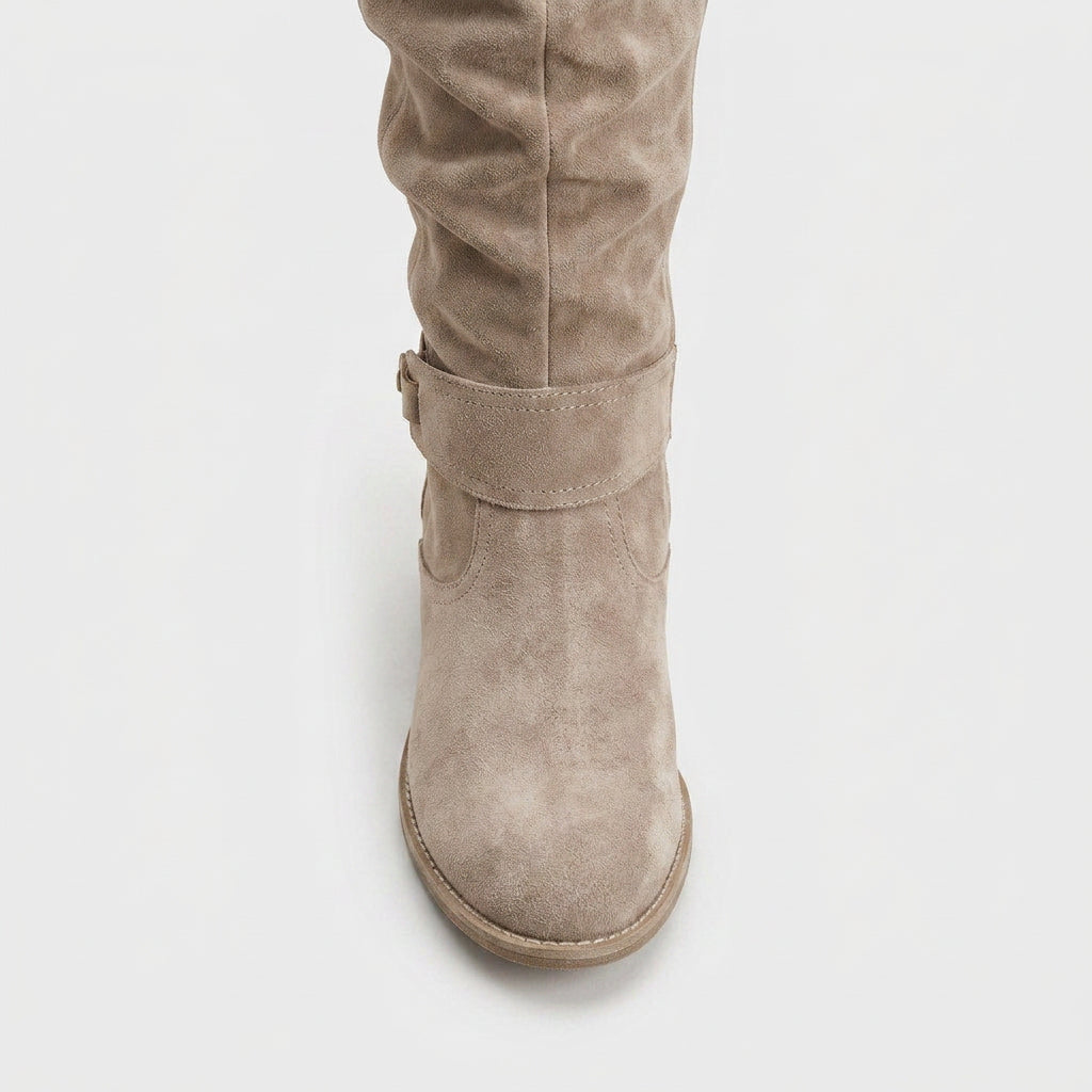 Botas Altas Mujer Ante Caña Fruncida