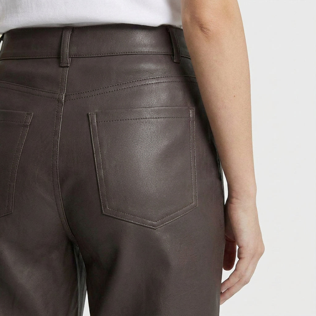 Pantalón Efecto Cuero Mujer Tiro Alto
