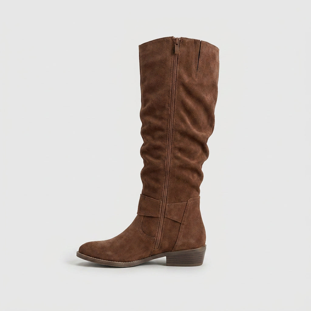 Botas Altas Mujer Ante Caña Fruncida