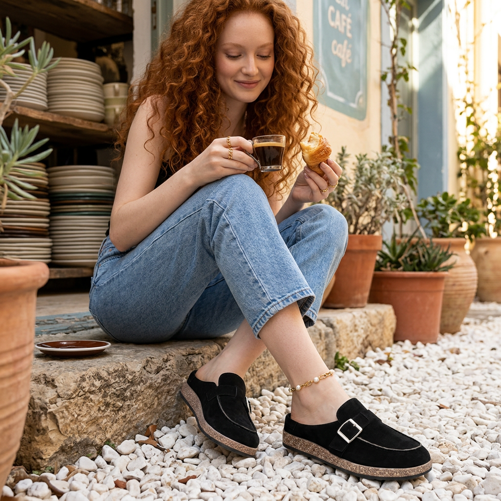 Sandalias Confort Mujer con Plantilla Acolchada y Hebilla