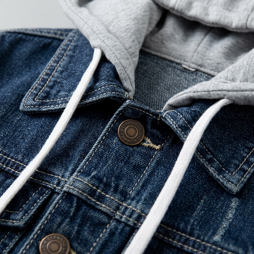 Cazadora Vaquera Slim Fit con Capucha Desmontable
