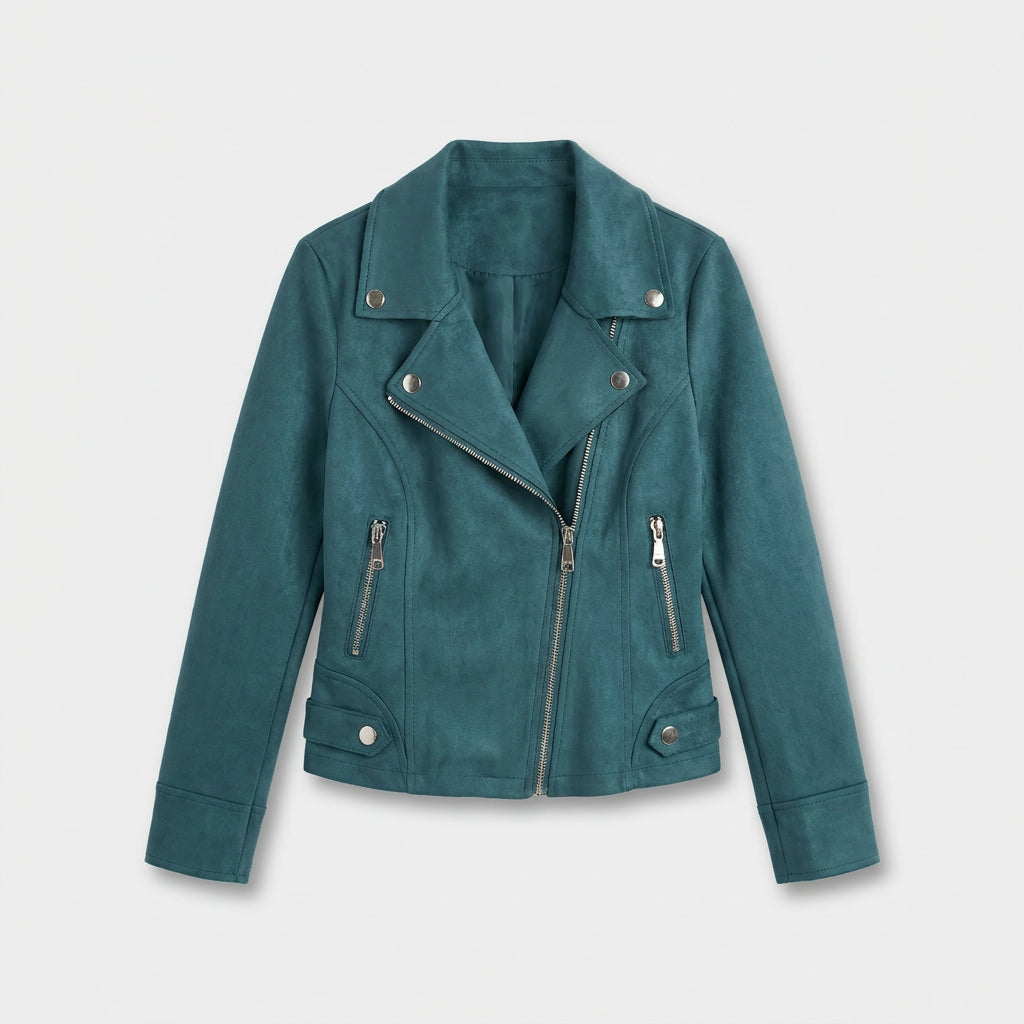Cazadora Biker Mujer Efecto Ante Cremallera