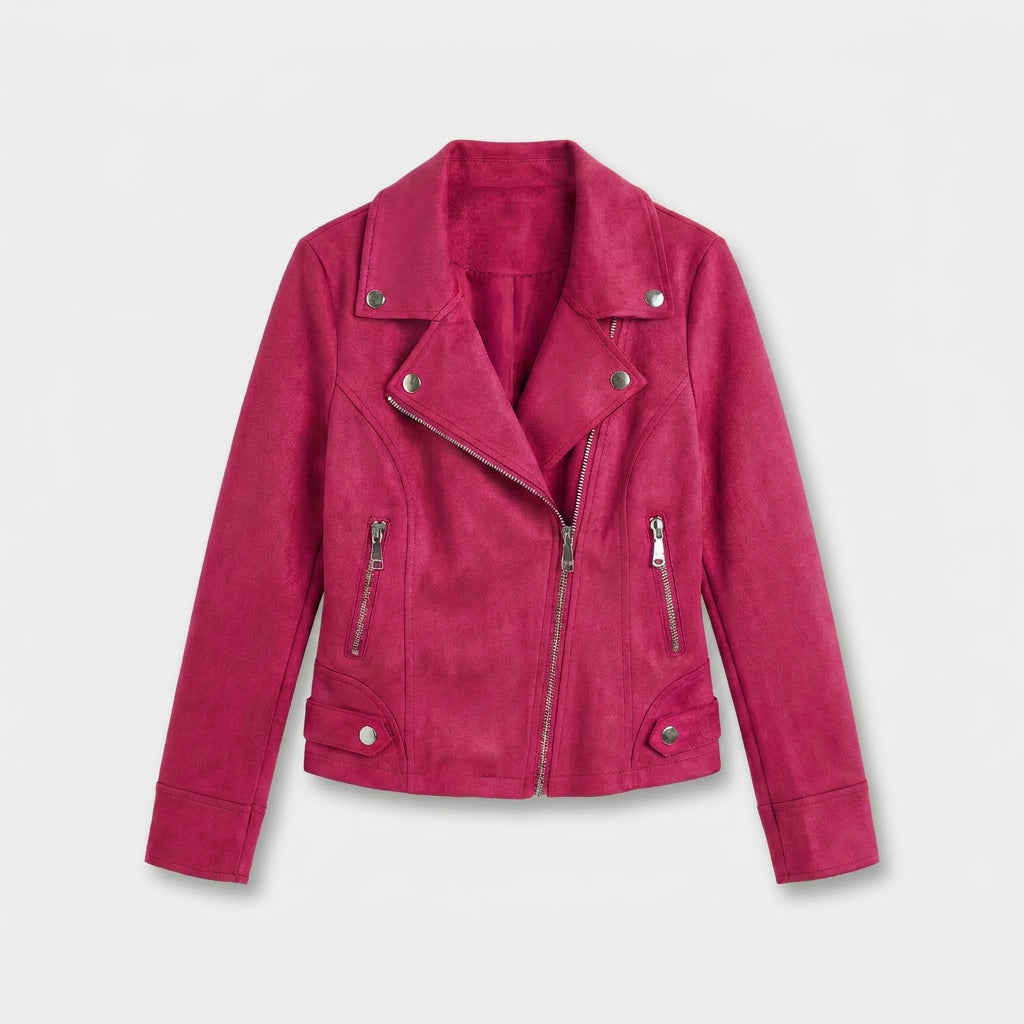 Cazadora Biker Mujer Efecto Ante Cremallera