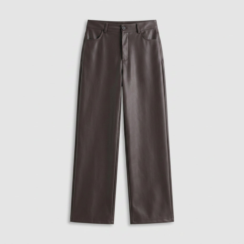 Pantalón Efecto Cuero Mujer Tiro Alto