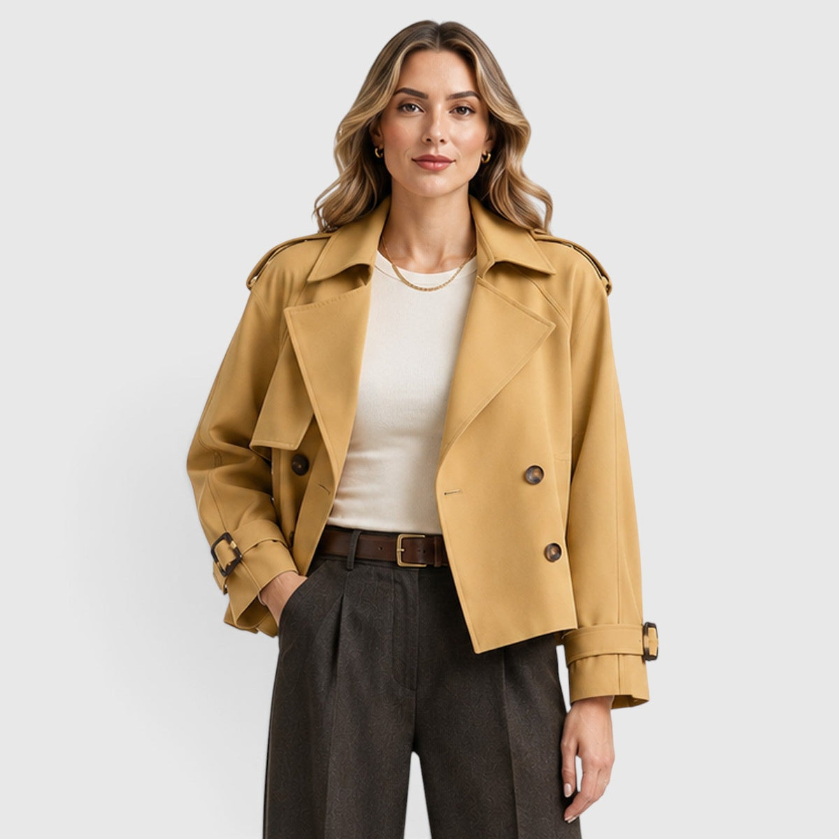 Gabardina Mujer Doble Botonadura Ligera para Looks Smart Casual - Vista 4