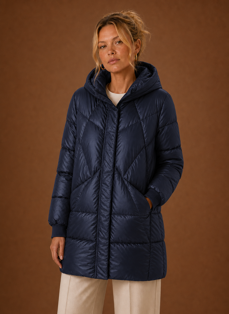 Plumífero Largo Mujer Capucha Invierno Cálido