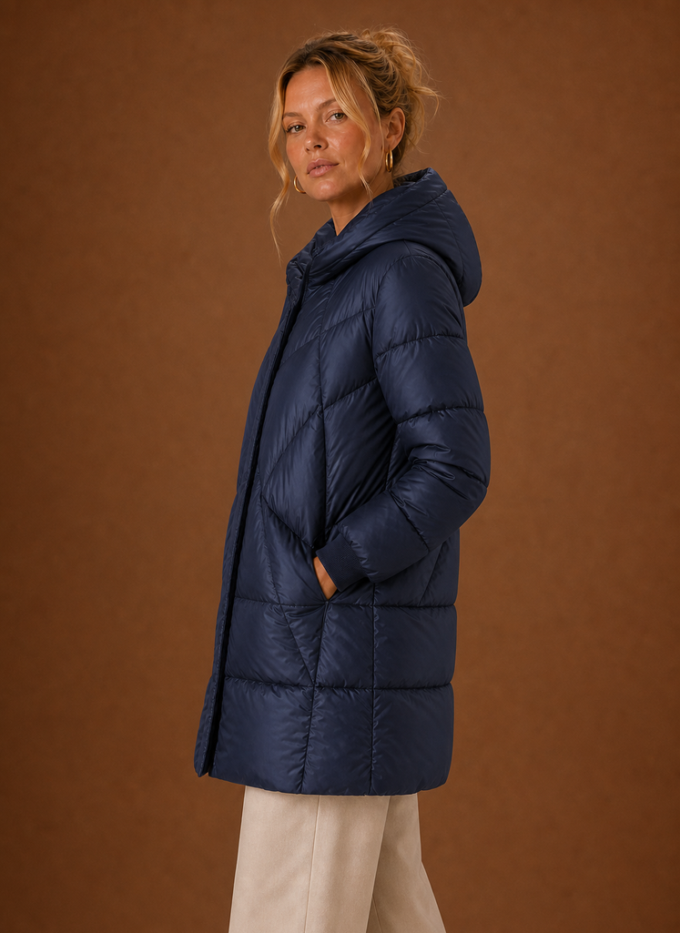 Plumífero Largo Mujer Capucha Invierno Cálido