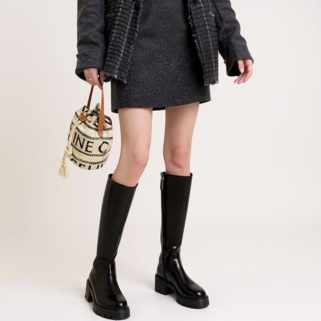 Botas Altas Mujer de Piel Negras Lisas
