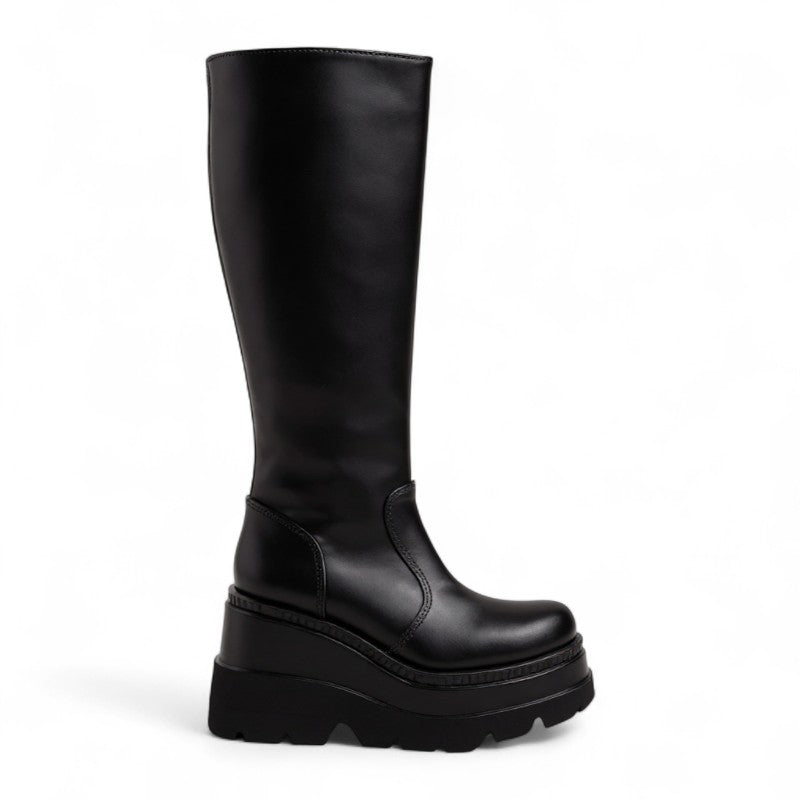 Botas Altas con Plataforma Mujer Negras Lisas