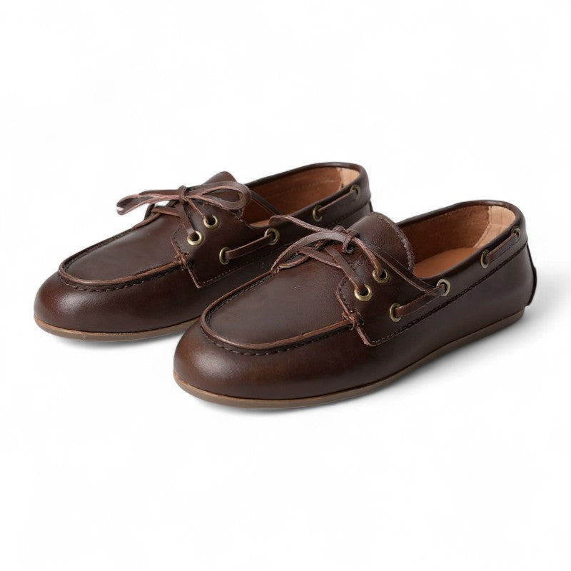 Mocasines Mujer Planos Estilo Náutico con Cordones