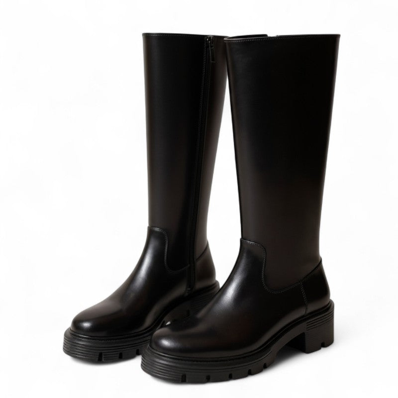 Botas Altas Mujer de Piel Negras Lisas