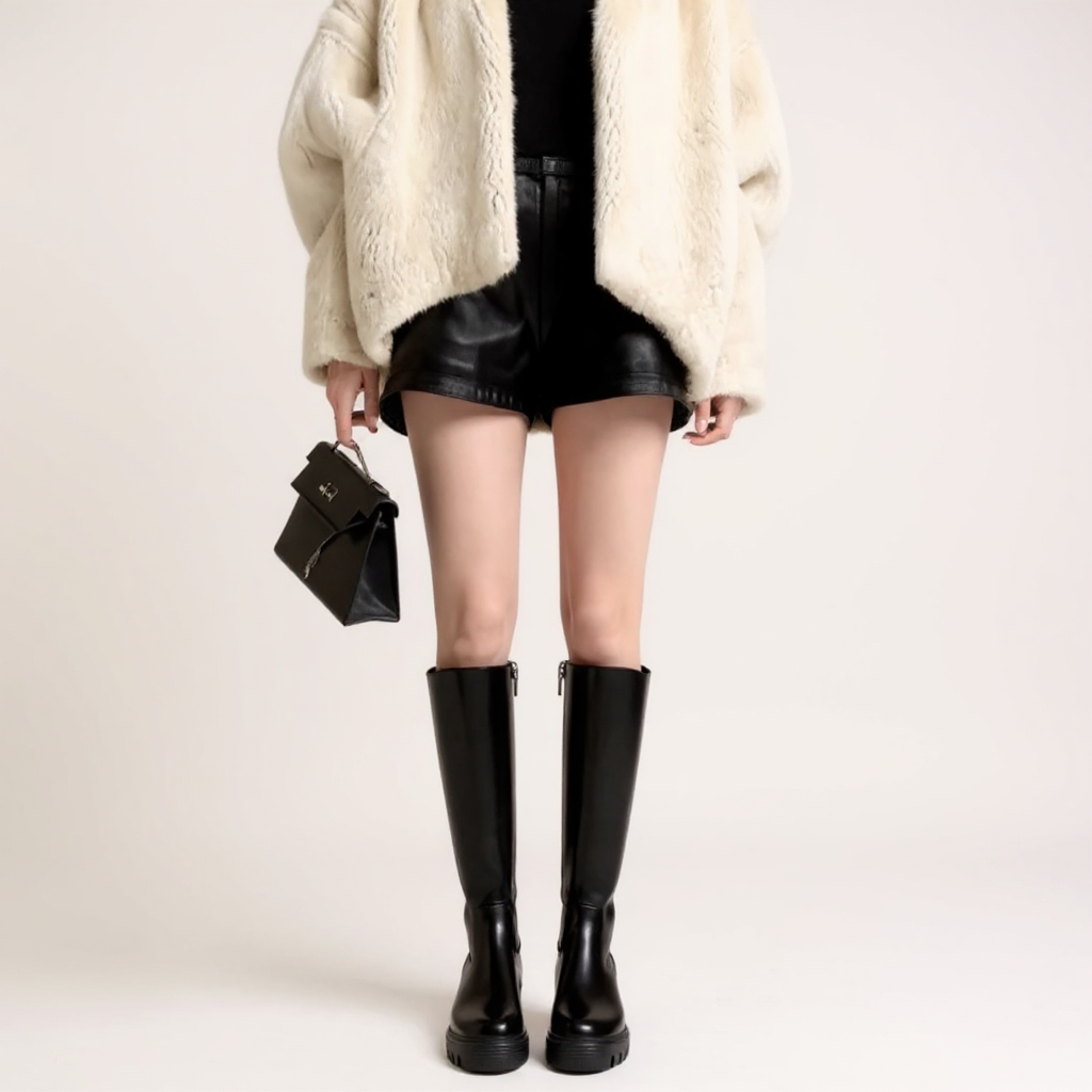 Botas Altas Mujer de Piel Negras Lisas