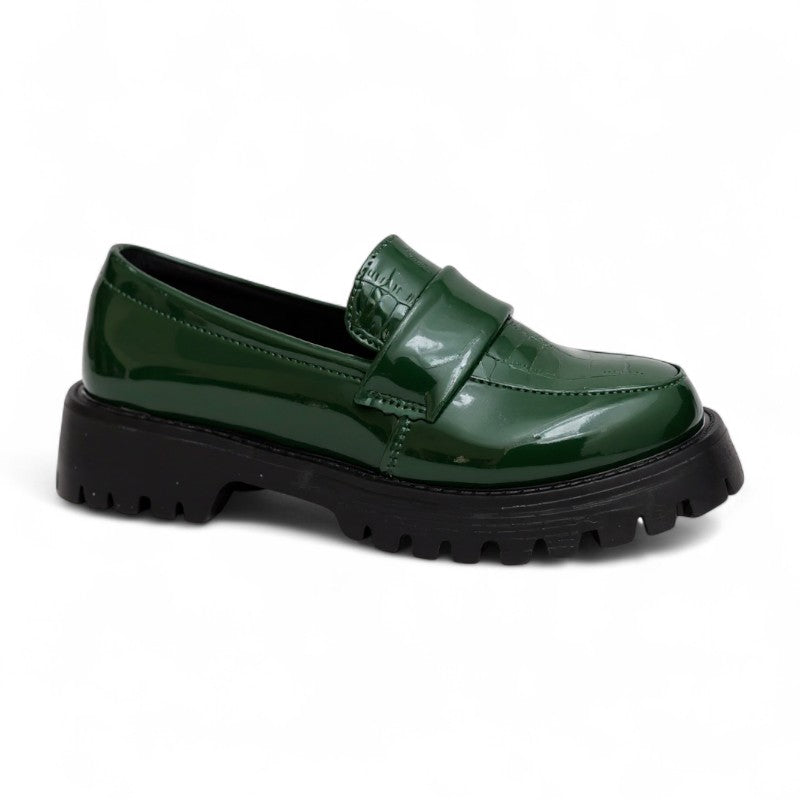 Mocasines de Charol Mujer Efecto Cocodrilo con Suela Dentada