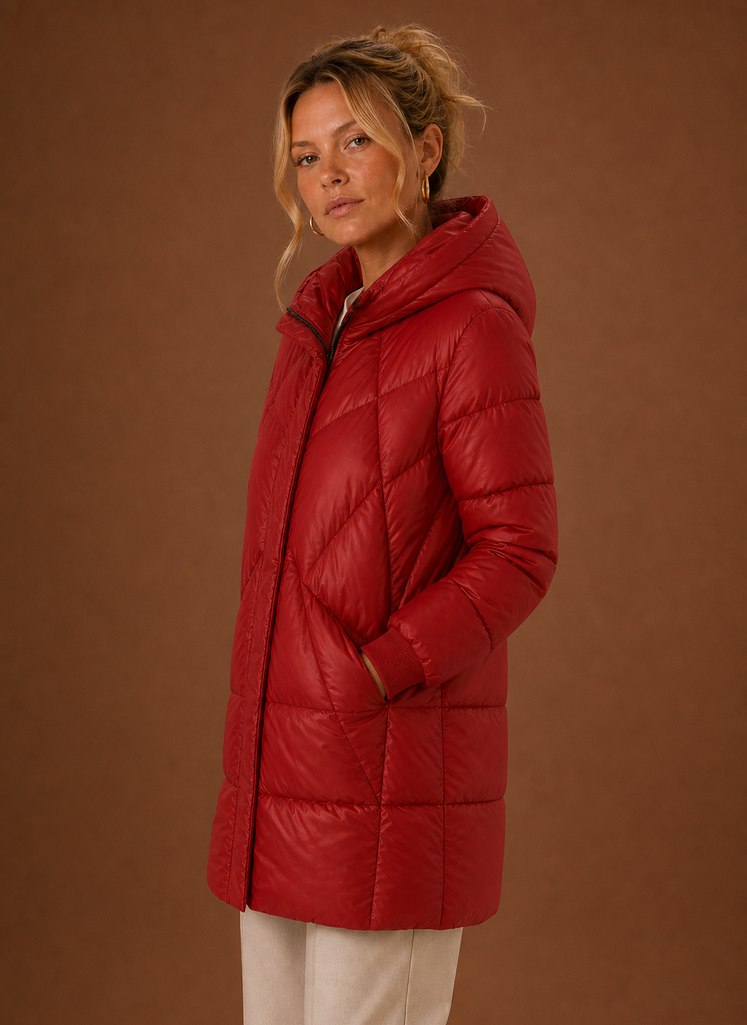 Plumífero Largo Mujer Capucha Invierno Cálido