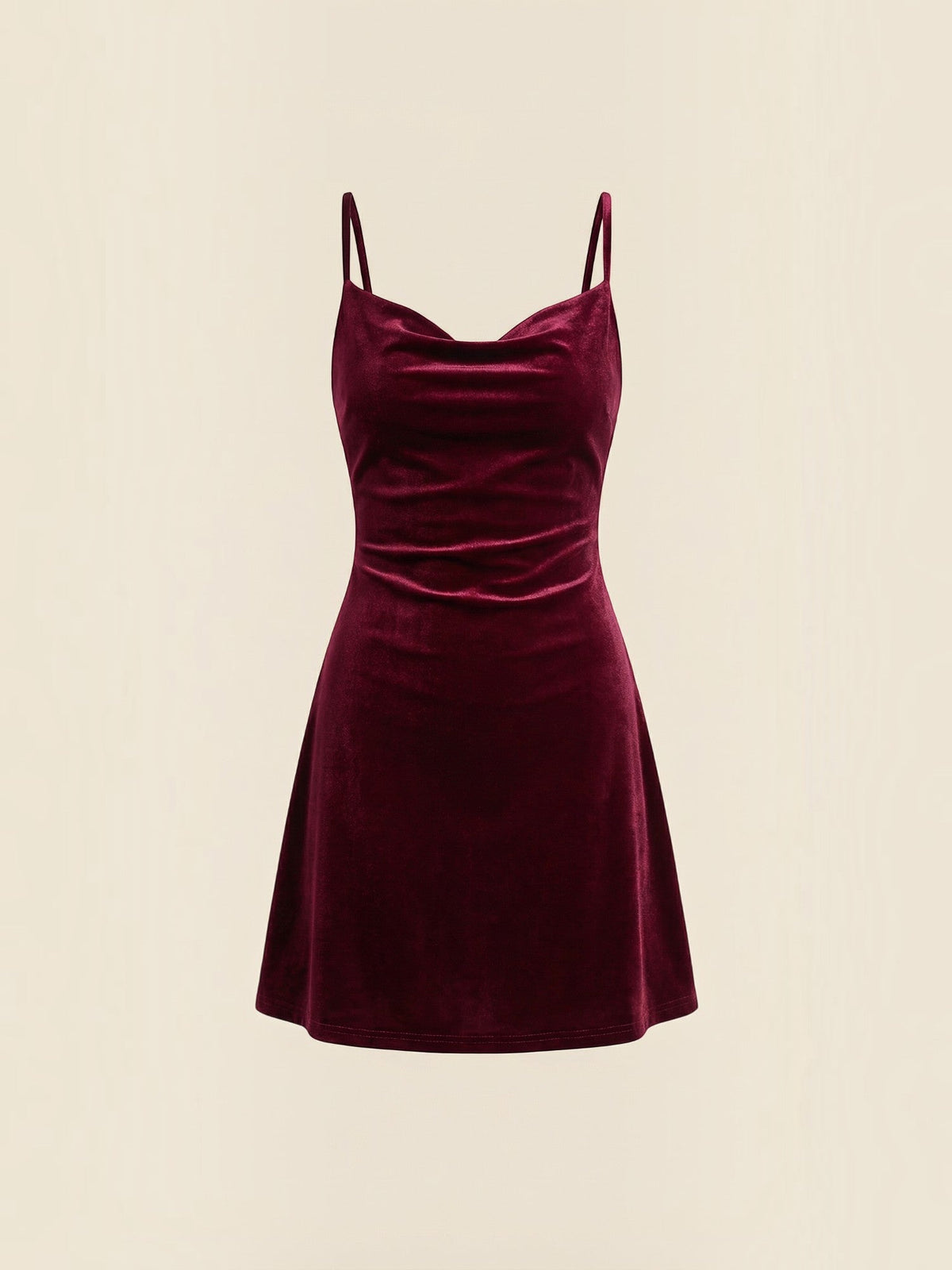 Vestido Corto Fiesta Mujer Liso con Acabado Aterciopelado y Brillo - Vista 5