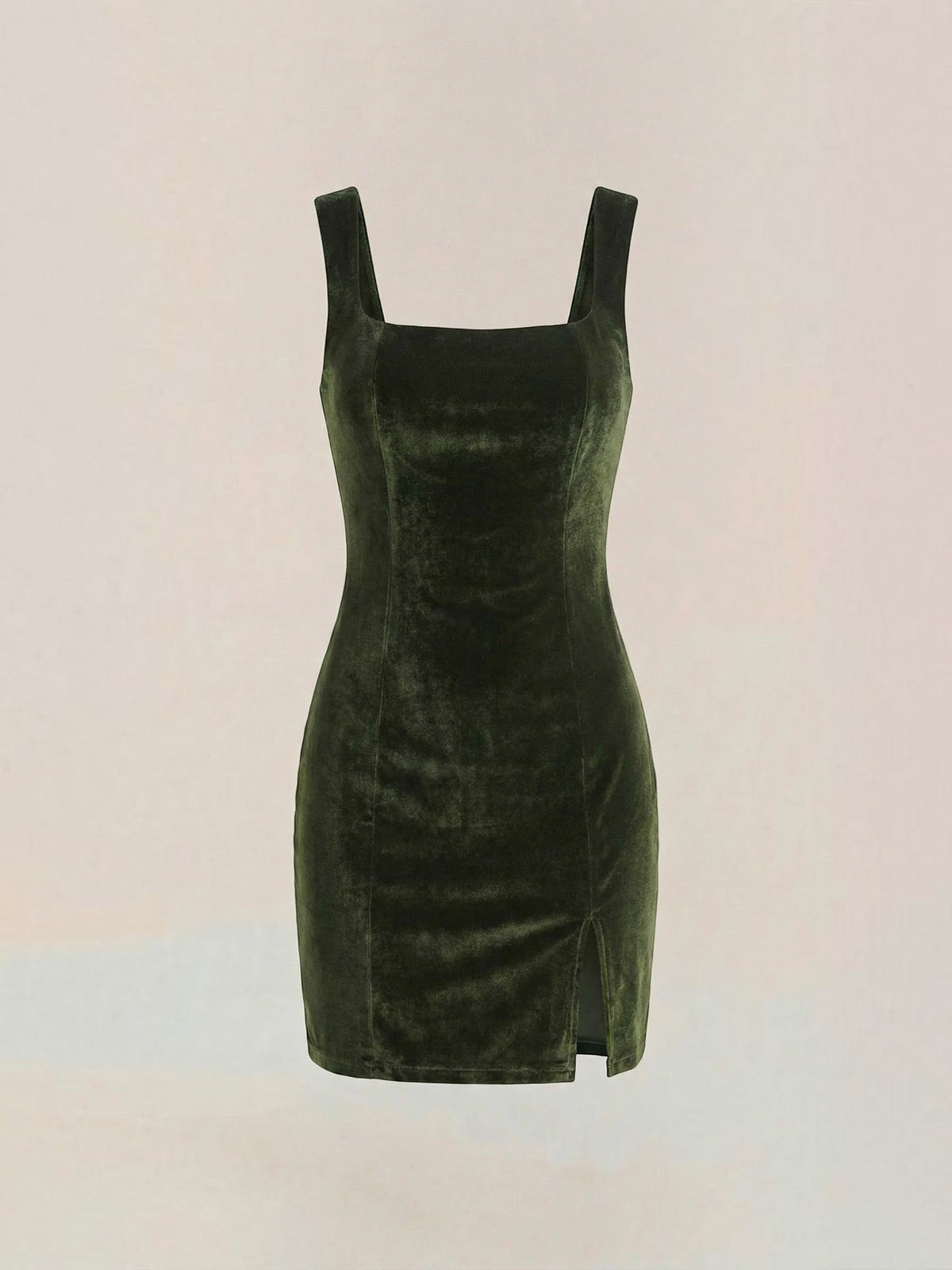 Vestido Corto Ajustado de Terciopelo Mujer con Escote Cuadrado - Vista 10